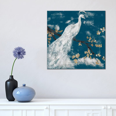 "White Peacock on Indigo I" par Jennifer Goldberger-impression