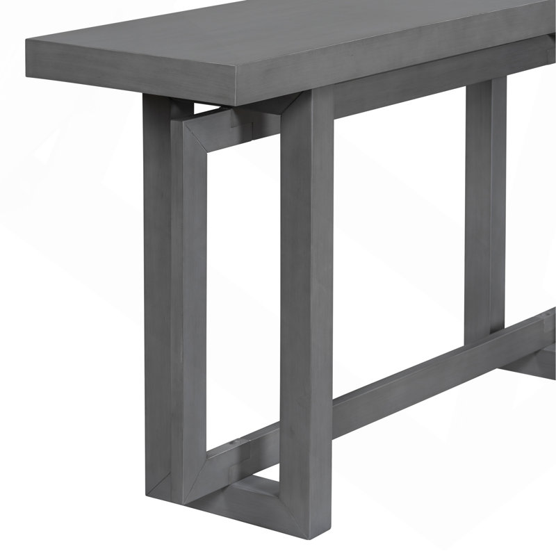 59.1" Painted Entryway Table With Pine Veneer,Unique Triple Rectangle Design Console Table With Thick Pine Wood Legs,Extra Long Sofa Table Versatile For Hallway, Living Room,Kitchen