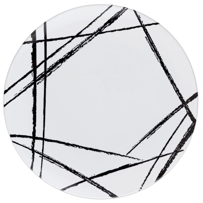 Ensemble de vaisselle de table jetable Ecoqualité pour 10 personnes, Blanc / noir, 30