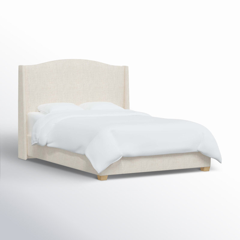 Lit plateforme tapissier Allis, Double, Lin classique talc