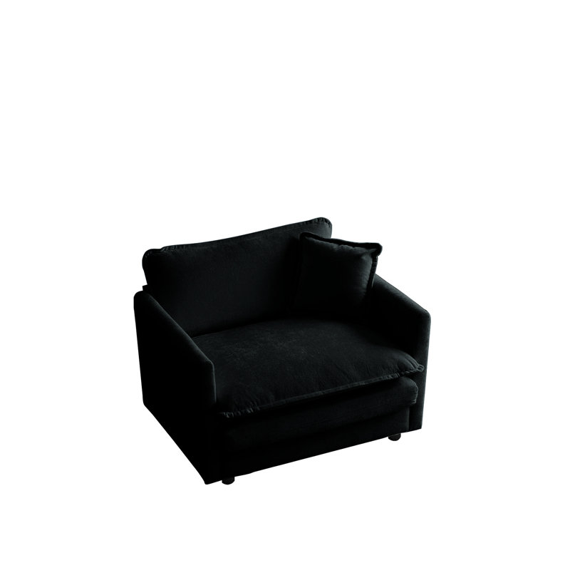 Chaise de salon Comfy - - Assise simple en chenille noire