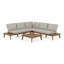 Tavira - Ensemble de canapé modulaire d'extérieur en tissu blanc cassé + canapé d'eucalyptus + table basse