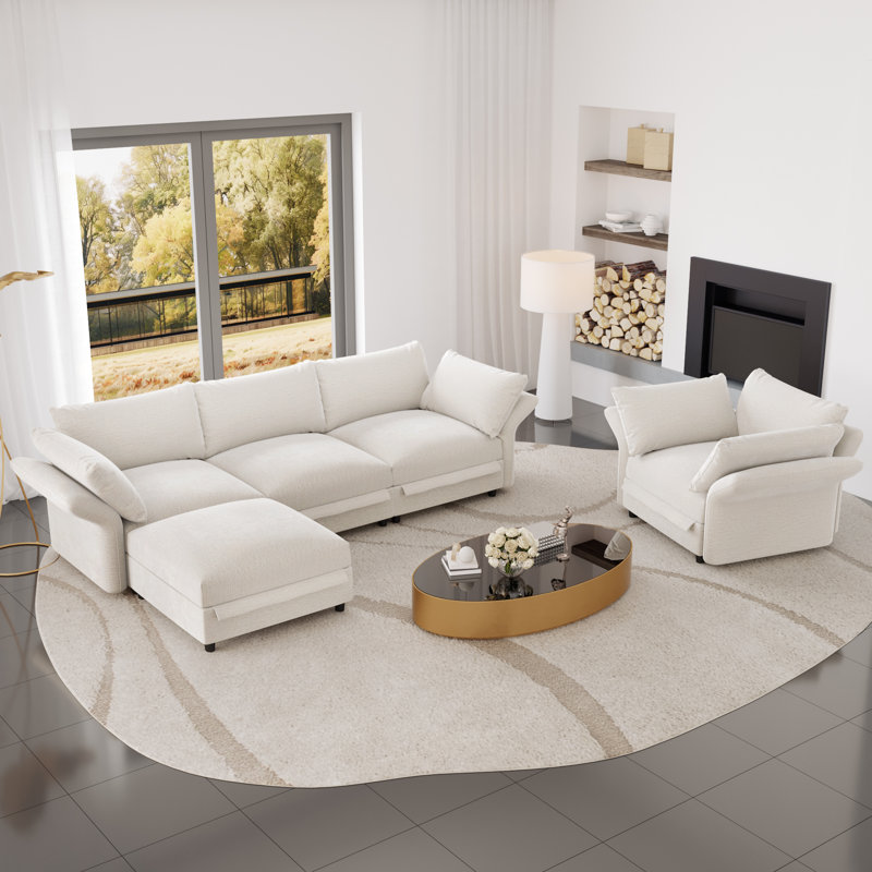 Ensemble de salon en chenille 2 pièces Monikia, Beige