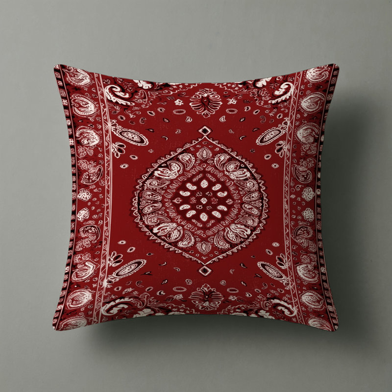 Farm Indoor and Outdoor Throw Pillow, Square 16", Bandana Prints