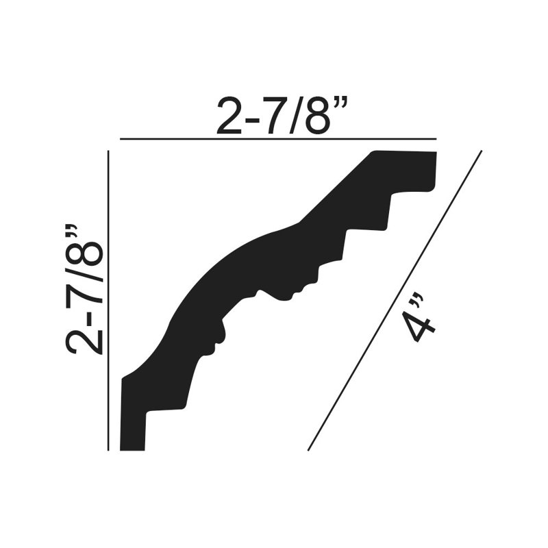 Moulure couronnée H 2 7/8 po x l 94 1/2 po x P 2 7/8 po