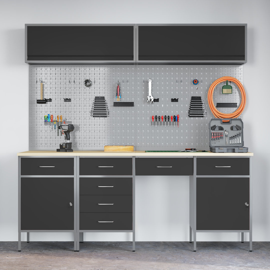 Set Of 8 Steel Standard Height-Adjustable Work Cabinet