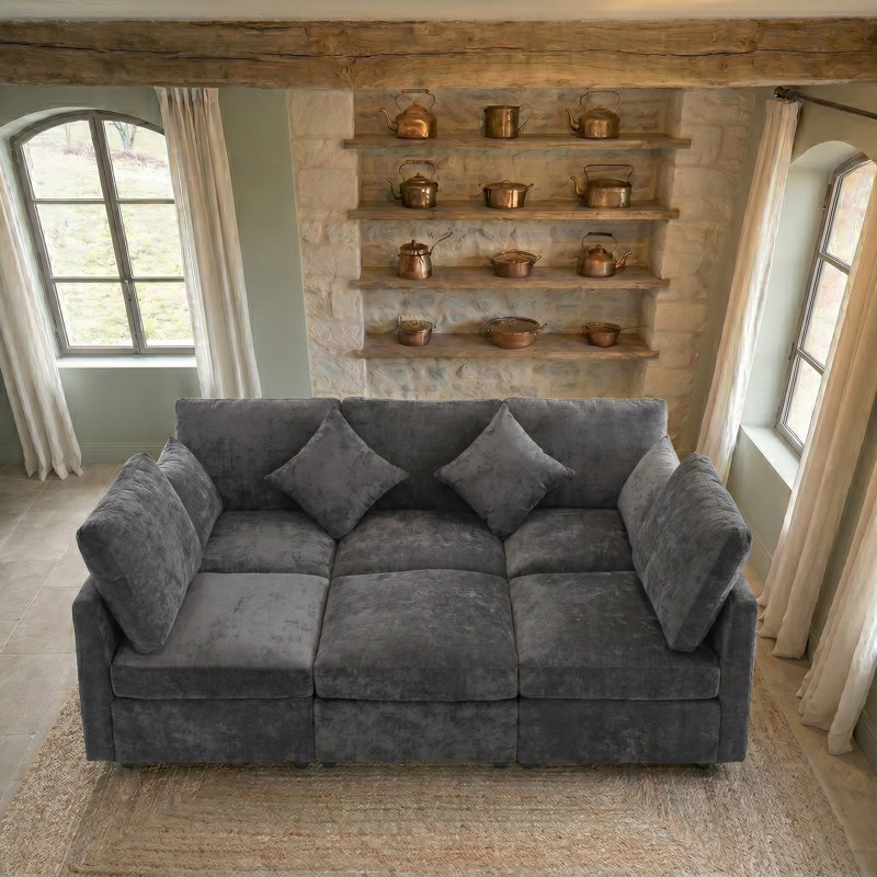 Canapé en bois manufacturé 86,6 po Modern, Noir