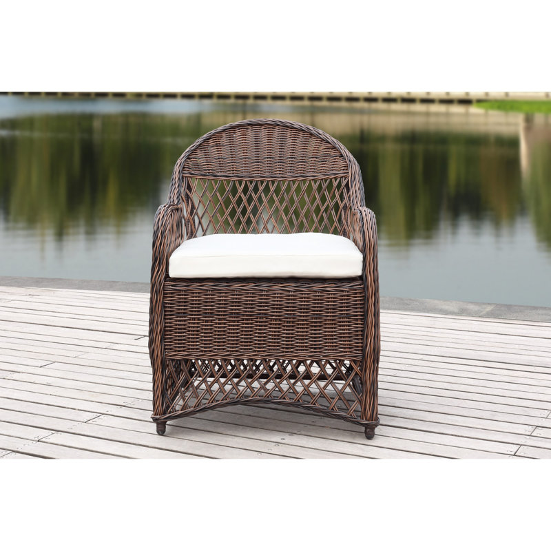Chaise de patio avec coussin Aljour, Brun