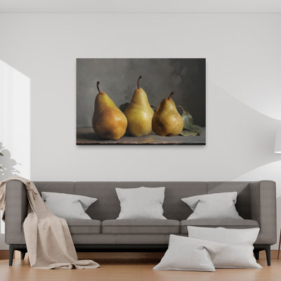 «Three Pears Classic Elegant Rustic Fruit», art mural