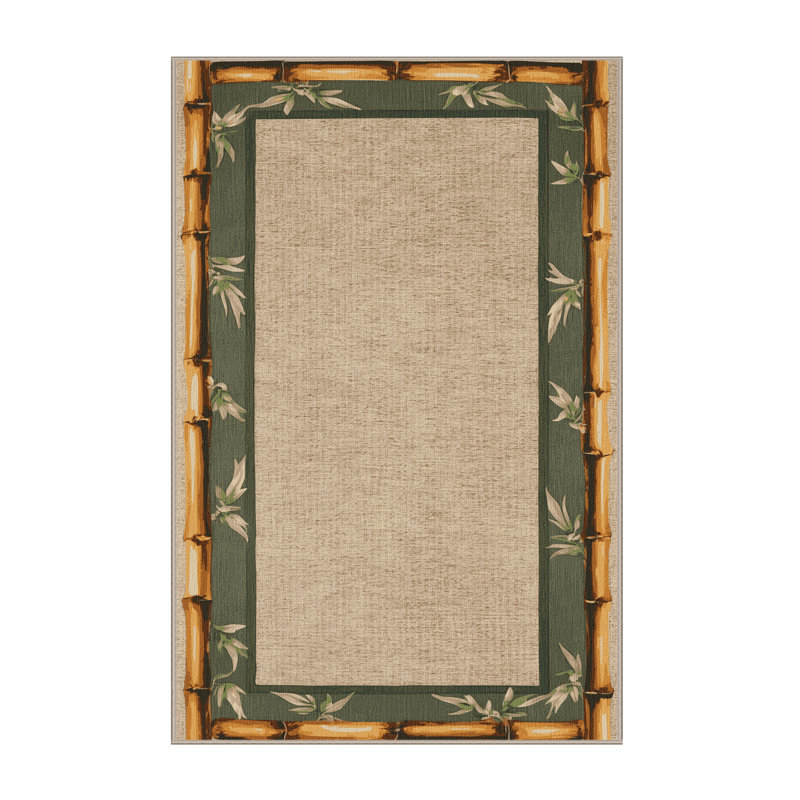Washable Bamboo Borders Hawaiian Area Rug, Rectangle 5' x 7'