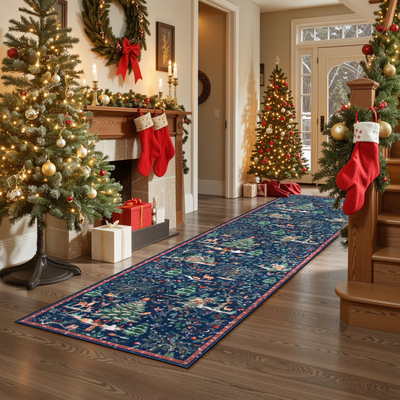 Tapis lavable Lahome Christmas, Tapis de couloir 2 pi x 8 pi
