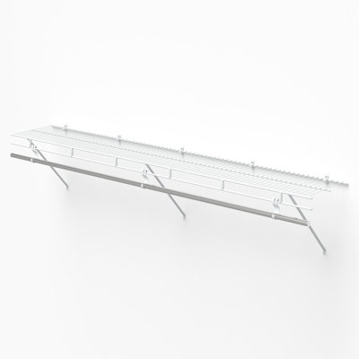 Étagère de rangement murale 6 pi x 12 po avec barre à vêtements, blanc