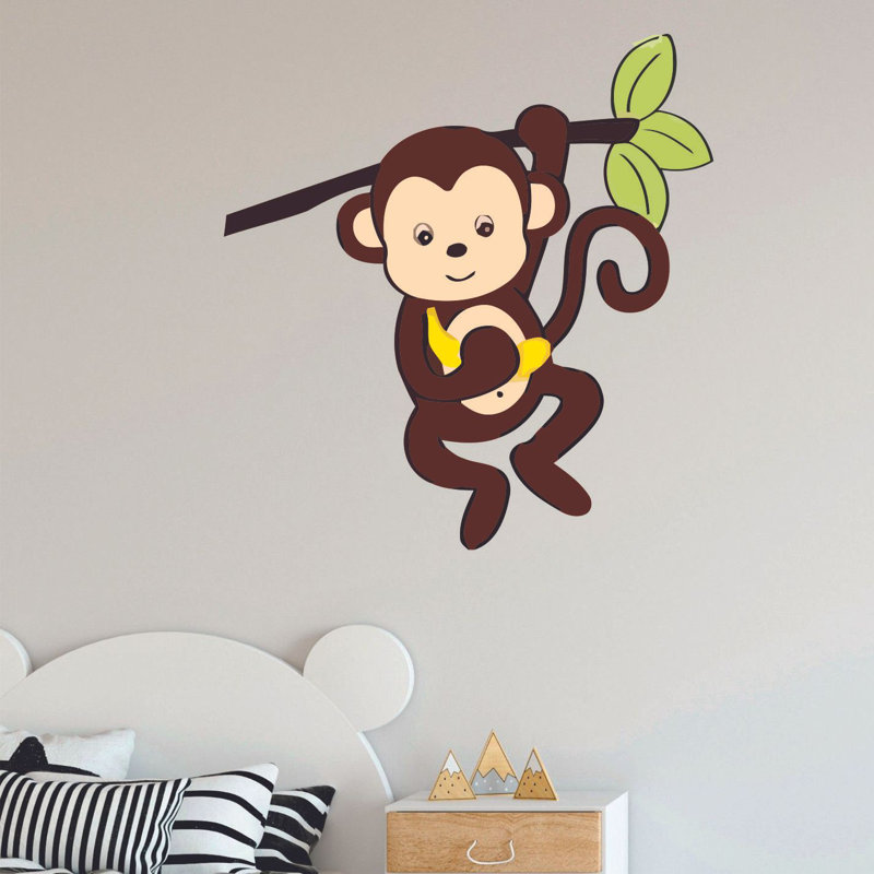 Adhésif décoratif caricature de singe, H 10 po x l 8 po