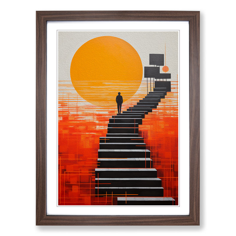 Pier Constructivism - Single Picture Frame Print on Wood, 34cm H x 25cm W x 2cm D, Walnut Framed