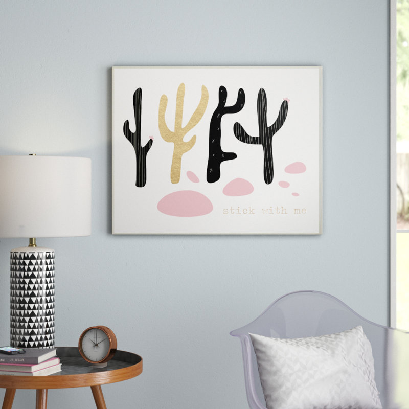Impression sur papier Ali Stick with Me Cacti, H 13 po x l 19 po, Plaque murale