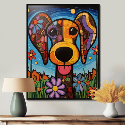 Portrait géométrique multicolore de chien - Décoration murale chien