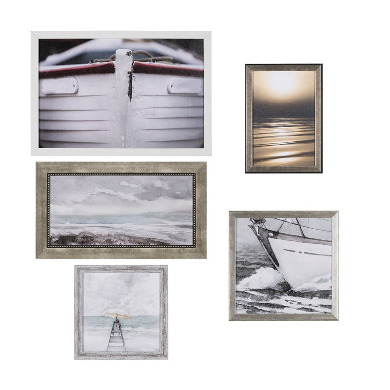 «Seaside Holiday III a», reproduction d'art encadrée texturée à la main, 42 po x l 37 po, Vacances à la mer III, 5