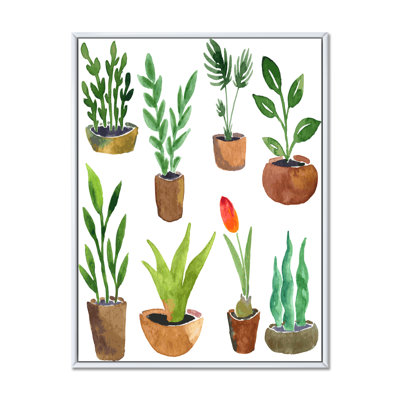 Huit plantes en pot - Peinture sur toile