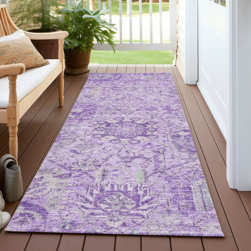 Red Flat Woven Synthetic Non-slip Washable Area Rug