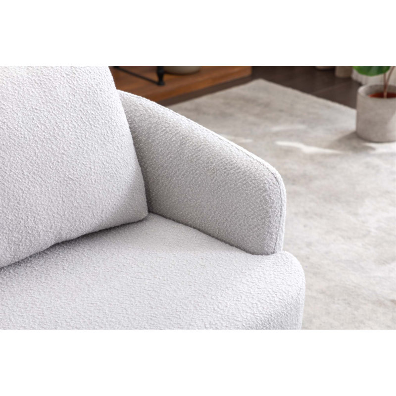 Comfortable Boucle Bevans Swivel Accent Chair with Solid Wood Frame, Perfect for Modern and Cozy Living Spaces., Light Gray