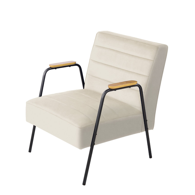 Chaise longue en velours 26,3 po, Velours crème