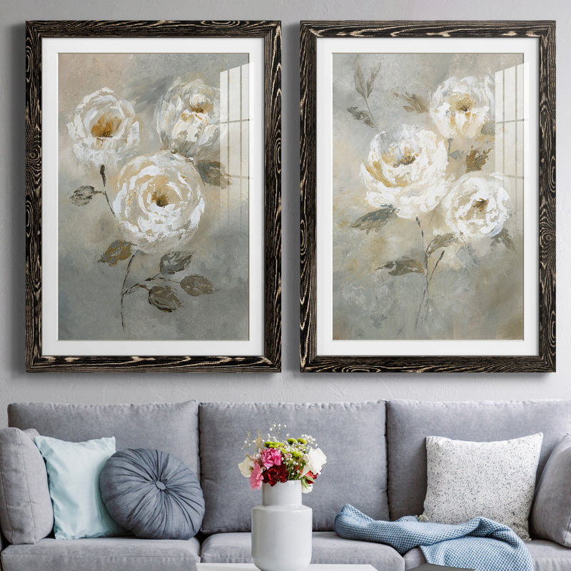 «Soft and Bold I», ensemble de 2 reproductions d'art, Blanc, H 31,5 po x l 47 po x P 1,5 po, H 31,5 po x l 47 po x P 1,5 po
