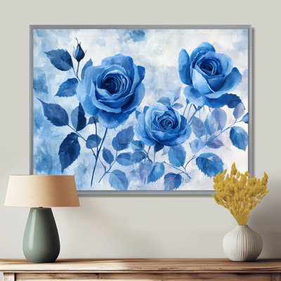 «Blue Velvet Roses Garden Of Loves I», art mural sur toile Roses