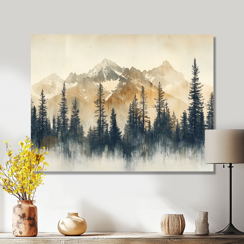 Timber and Peaks Mountain Simplicity In Winter I - Décoration murale en métal, H 24 po x l 32 po