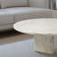 Table basse ronde blanche en marbre semi-poli, table basse à profil bas, table de salon, pierre naturelle, marbre véritable, véritable marbre, 27,6 H12,6 pouces, 70 H32 cm-1242368426