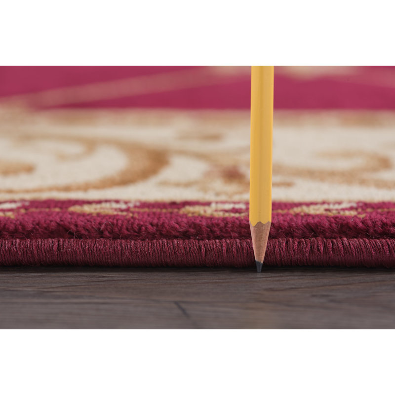 Tapis oriental rouge / beige / or Clarence, Rond 5 pi 3 po