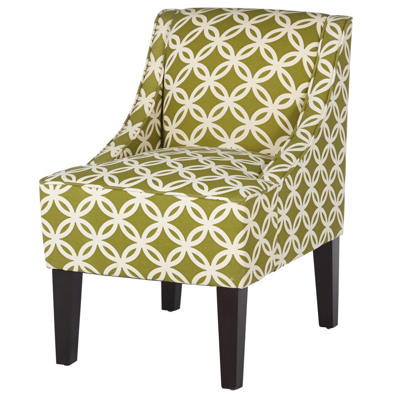 fauteuil de chambre à treillis Deasia, Vert / blanc géométrique