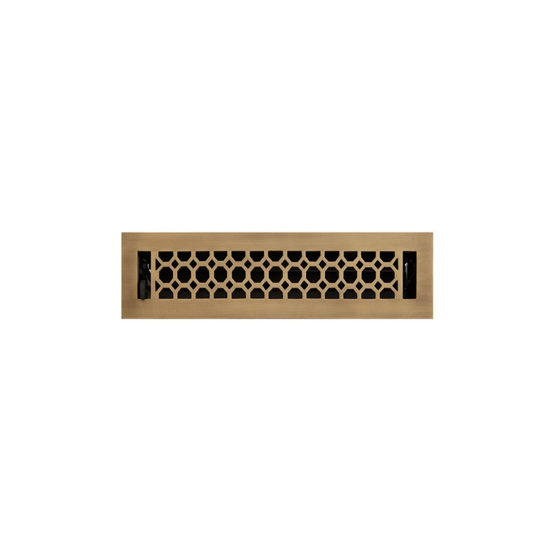 Honeycomb Brass Floor Register, Antique Brass