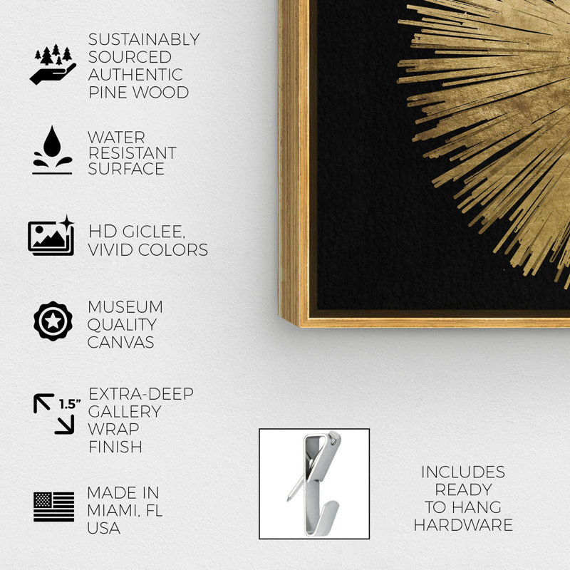 Sunburst Golden Night Diptych Set of 2 Abstract Floater Frame by Oliver Gal