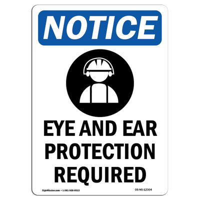 Eye and Ear Protection Sign with Symbol