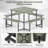 Picnic Table Bench Set For 4-8 People With Umbrella Hole All-weather Hdpe Tabletop White-1605194725