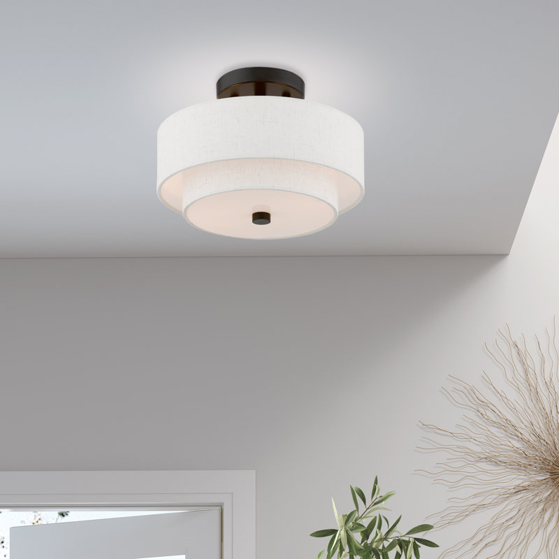 Plafonnier semi-encastré 2 lumières Jorgan, H 8,25 po x l 11 po x P 11 po