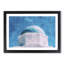Blue Domed Church In Santorini Painting - Single Picture Frame Print on MDF-56633316-56633320