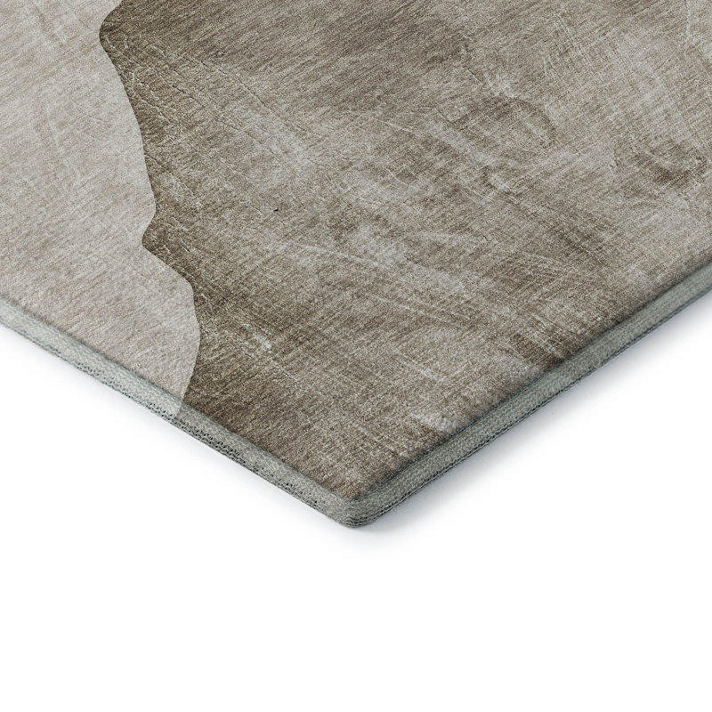 Brown Rectangular Washable Synthetic Rug, 46" x 30"