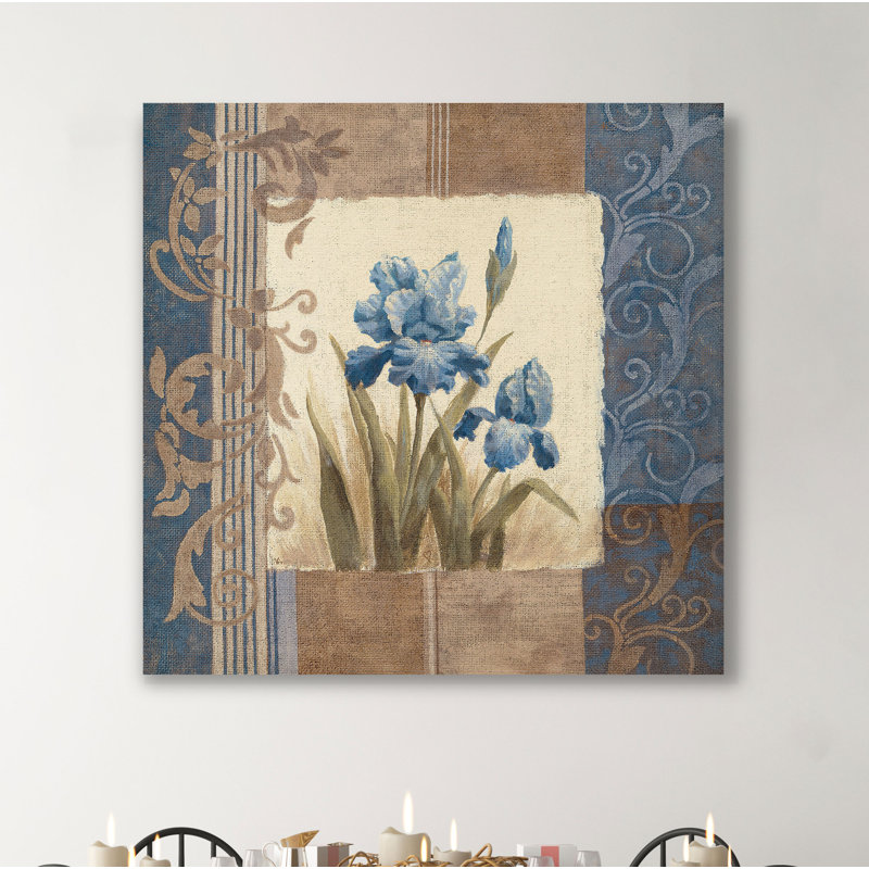 « blue iris scroll », peinture sur toile tendue, H 24 po x l 24 po x P 1,5 po
