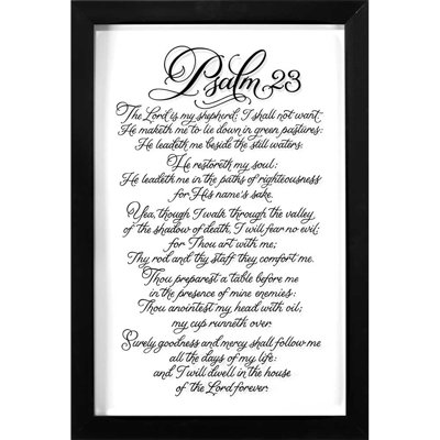 « psalms 23 », art textuel encadré sur verre