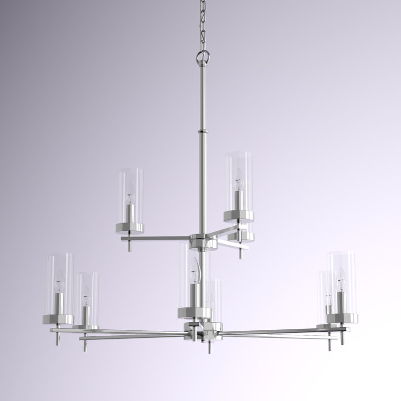 Linley Nine Light Chandelier from, Chrome, No