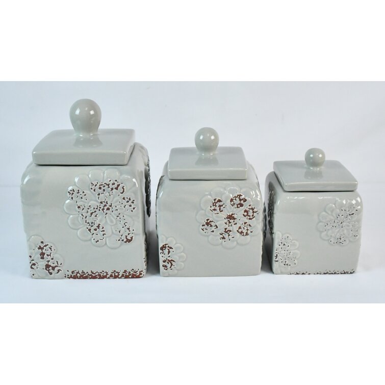 Abby 3 Piece Kitchen Canister Set Rosalind Wheeler