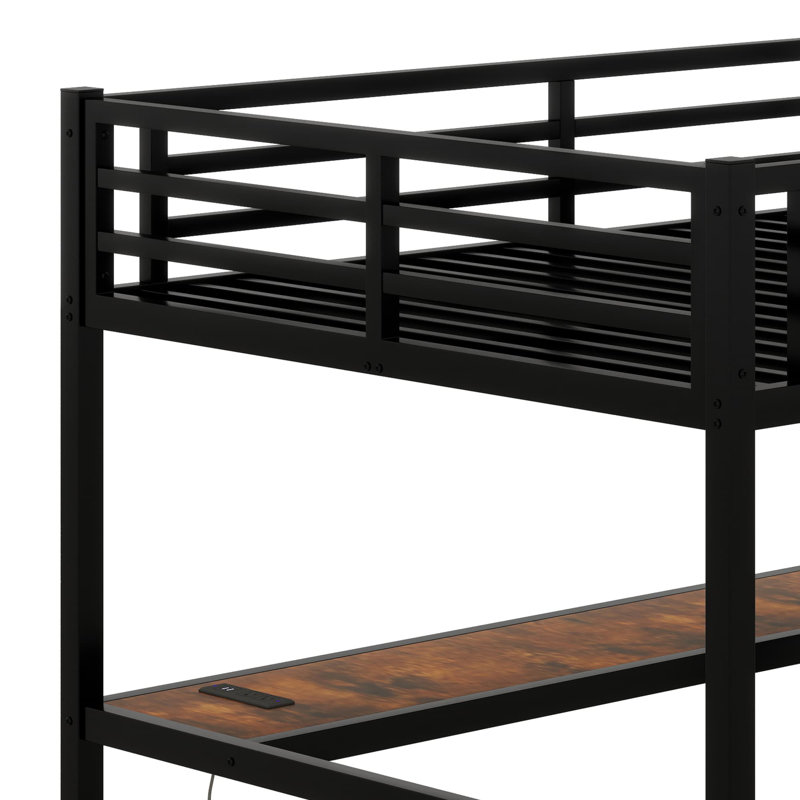 Lit mezzanine avec prise de courant et éclairage DEL