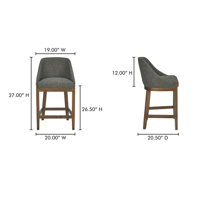 EDWARD COUNTER STOOL PERFORMANCE FABRIC HEATHER GREEN, Charcoal Performance Chenille