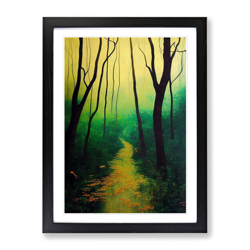 Pretty Forest Path No.1 - Single Picture Frame Painting, Black Framed, 64cm H x 46cm W x 2cm D