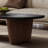Japandi Oval Coffee Table with Walnut Inlay Slab Legs