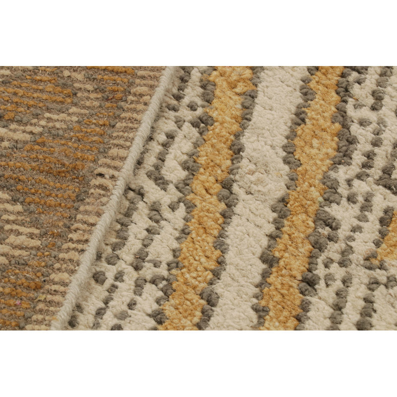 Moroccan Hand Knotted Geometric Area Rug, Rectangle 5' x 8'