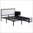 Metal Platform Bed with Soft Upholstery | Two-Tier Storage Shelves & Wooden Cabinet | Cushioned Footrest-150234768-145463515