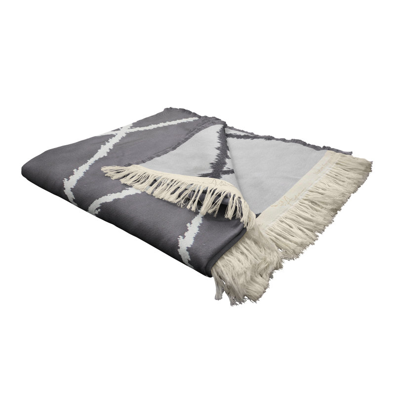 Beeman Throw Blanket, Taupe/Light Grey
