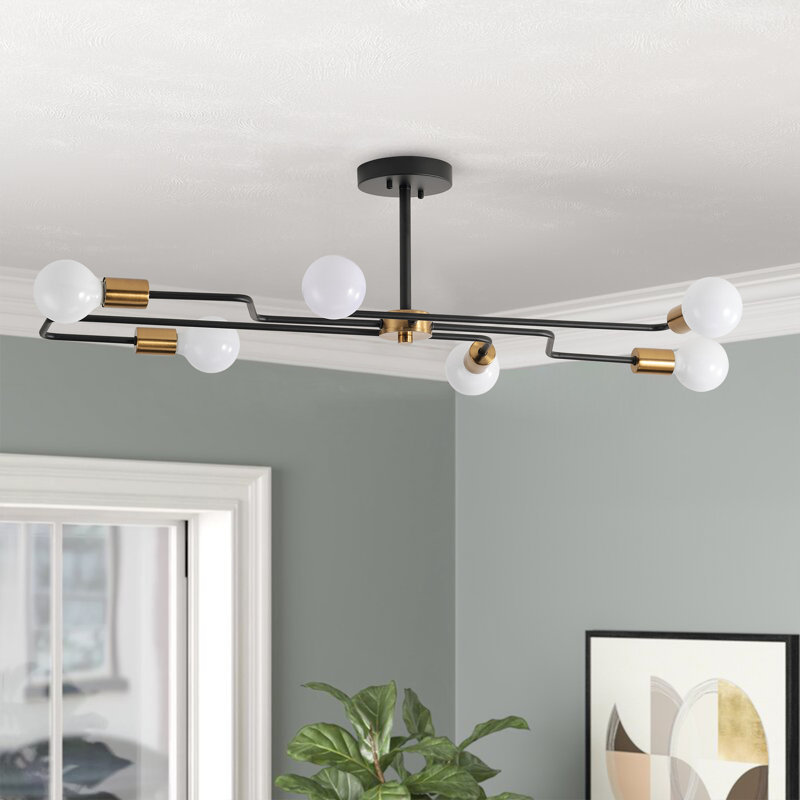 Plafonnier sphérique réglable en fer 6 lampes